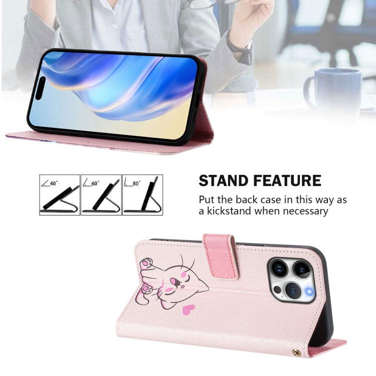 For iPhone 16 Pro Max Art Colored Drawing Pattern Leather Phone Case
