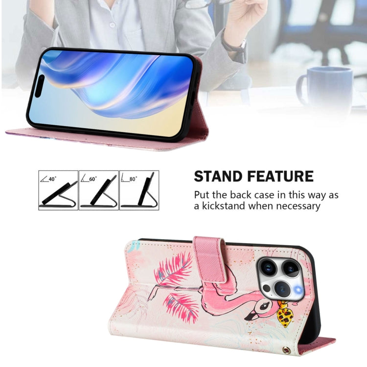 For iPhone 16 Pro Max Art Colored Drawing Pattern Leather Phone Case