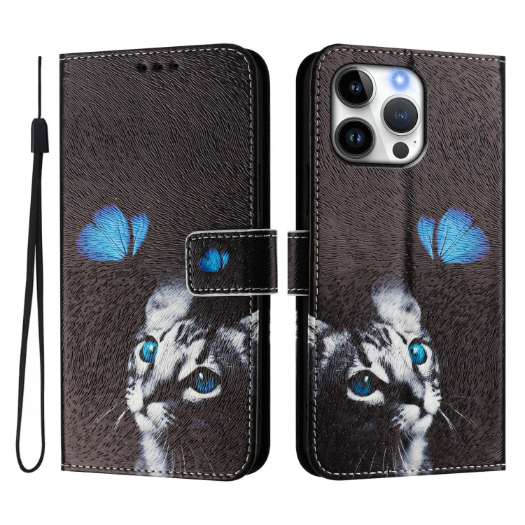For iPhone 16 Pro Max Art Colored Drawing Pattern Leather Phone Case