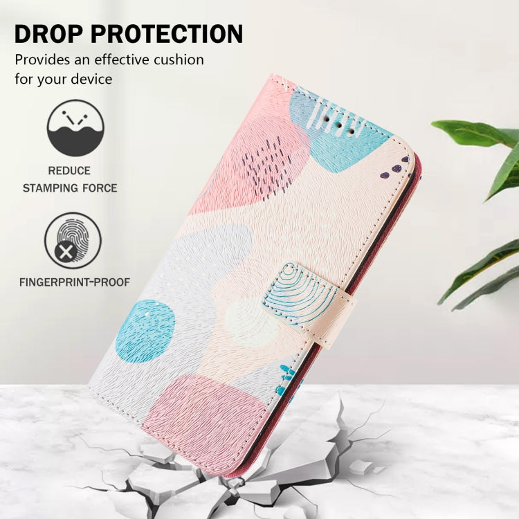 For iPhone 16 Pro Max Art Colored Drawing Pattern Leather Phone Case