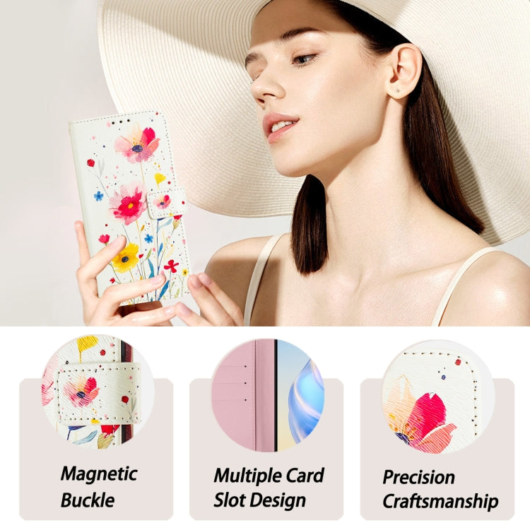 For iPhone 16 Pro Max Art Colored Drawing Pattern Leather Phone Case