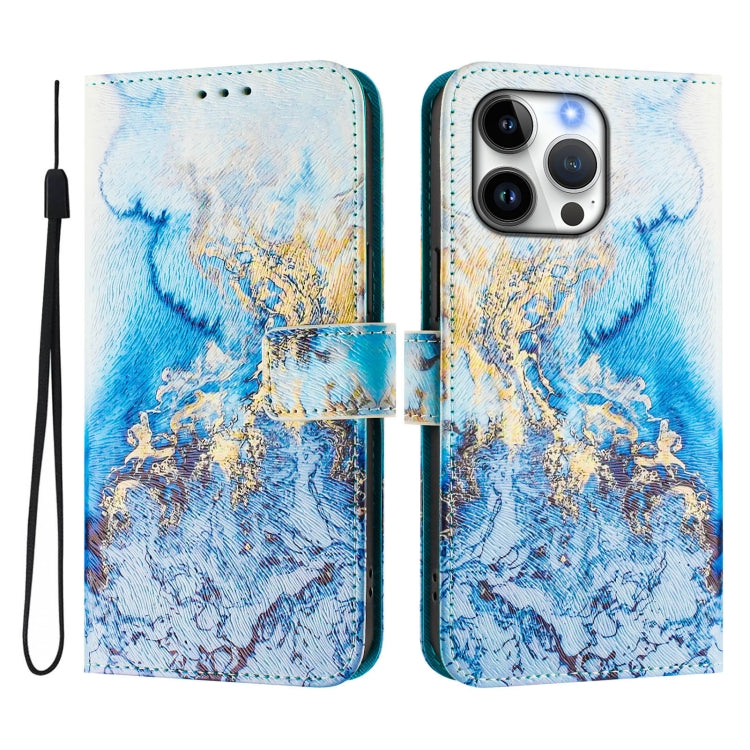 For iPhone 16 Pro Max Art Colored Drawing Pattern Leather Phone Case