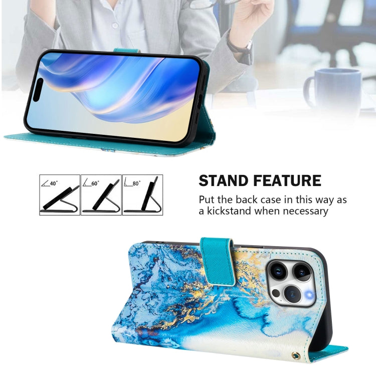 For iPhone 16 Pro Max Art Colored Drawing Pattern Leather Phone Case