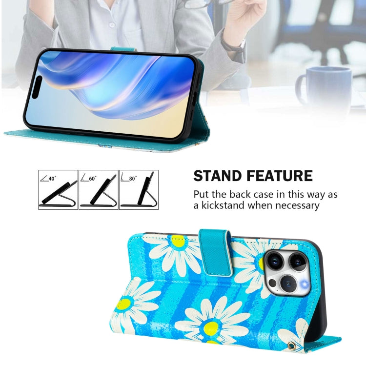 For iPhone 16 Pro Max Art Colored Drawing Pattern Leather Phone Case