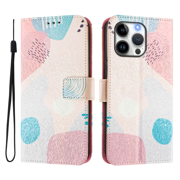 For iPhone 16 Pro Art Colored Drawing Pattern Leather Phone Case
