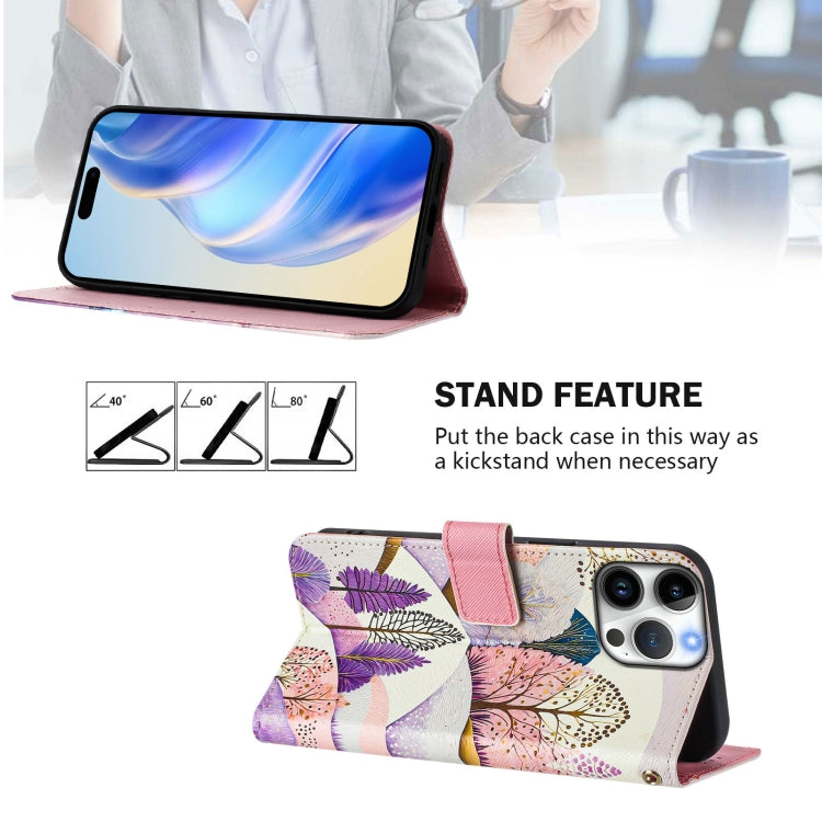 For iPhone 16 Pro Art Colored Drawing Pattern Leather Phone Case