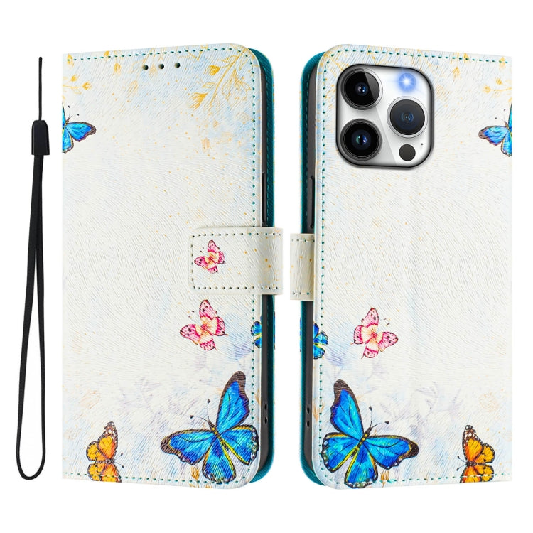 For iPhone 16 Pro Art Colored Drawing Pattern Leather Phone Case