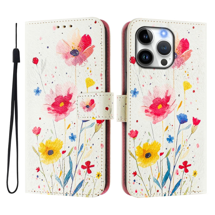 For iPhone 16 Pro Art Colored Drawing Pattern Leather Phone Case