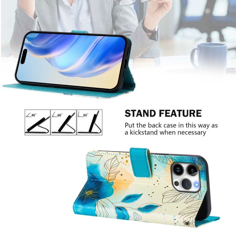 For iPhone 16 Pro Art Colored Drawing Pattern Leather Phone Case