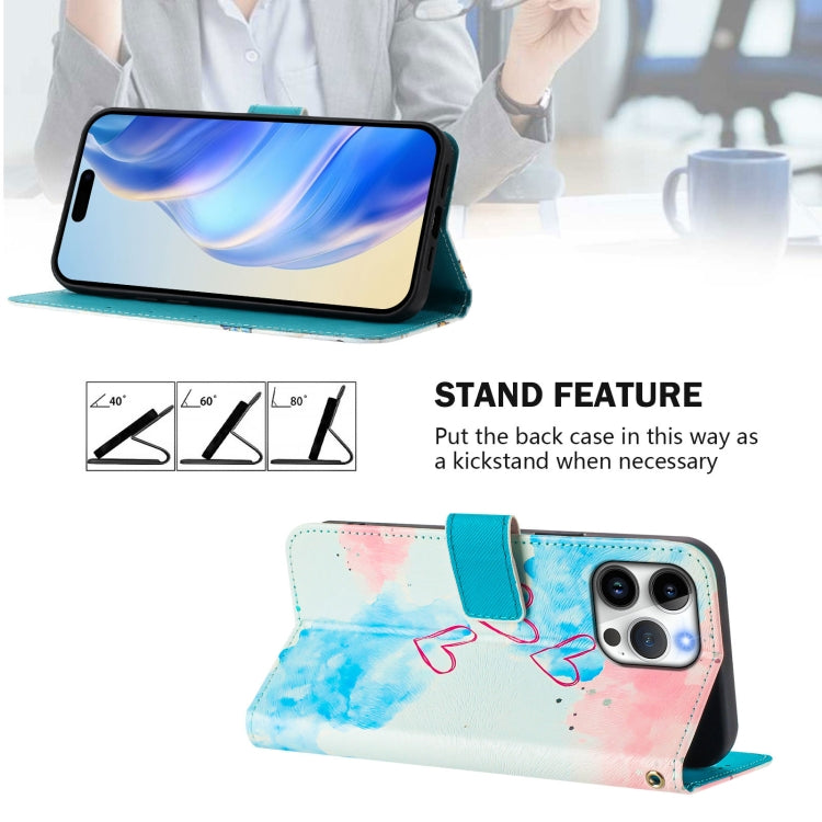 For iPhone 16 Pro Art Colored Drawing Pattern Leather Phone Case