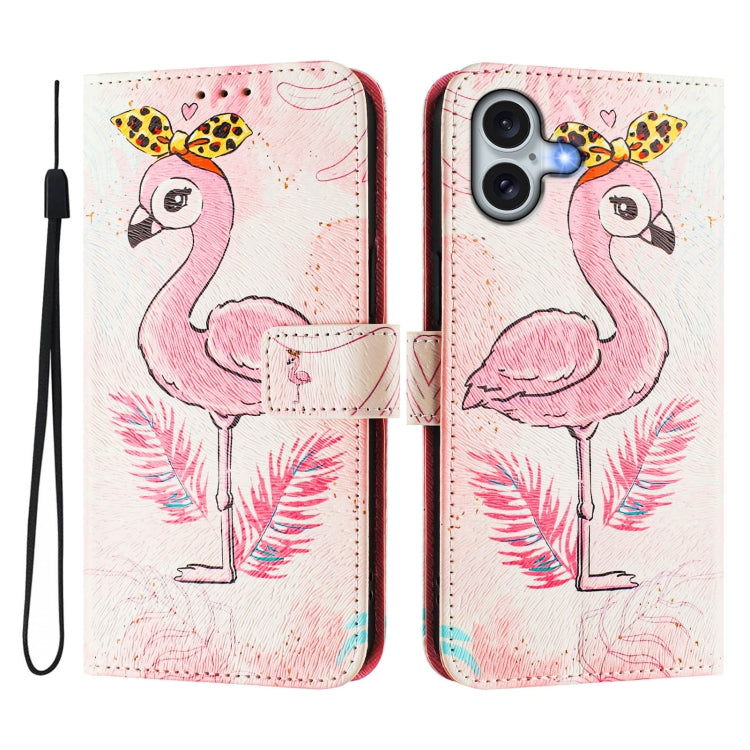 For iPhone 16 Plus Art Colored Drawing Pattern Leather Phone Case