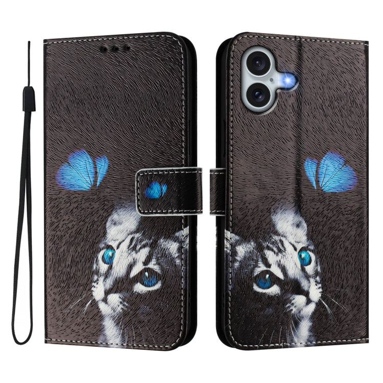 For iPhone 16 Plus Art Colored Drawing Pattern Leather Phone Case