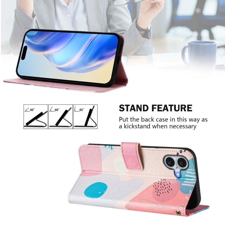For iPhone 16 Plus Art Colored Drawing Pattern Leather Phone Case