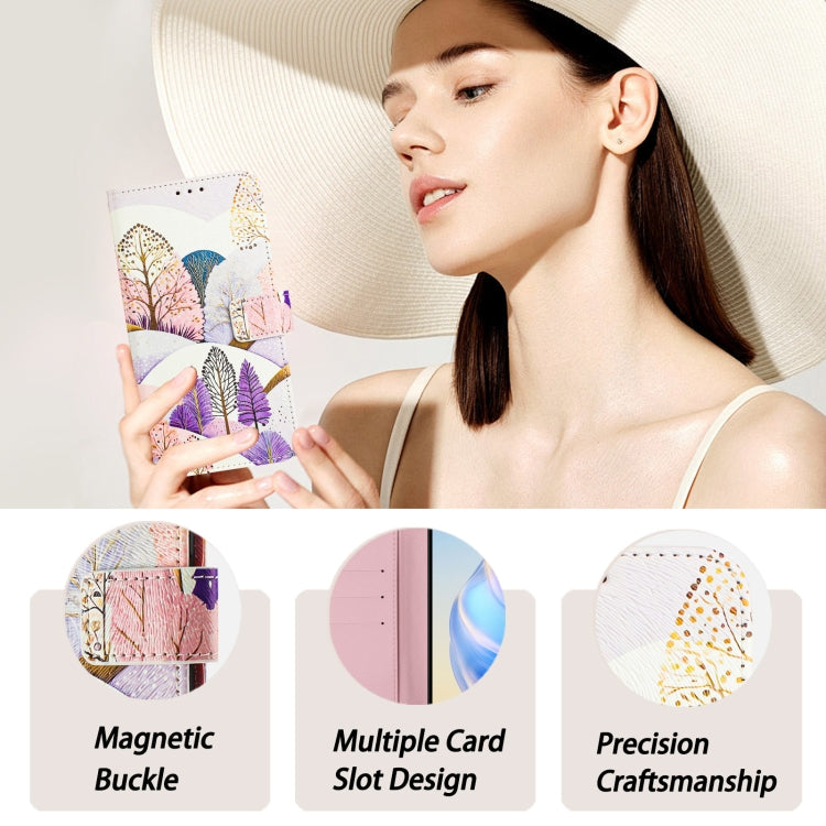 For iPhone 16 Plus Art Colored Drawing Pattern Leather Phone Case