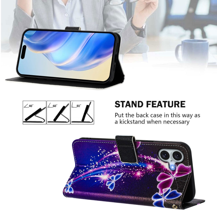 For iPhone 16 Plus Art Colored Drawing Pattern Leather Phone Case