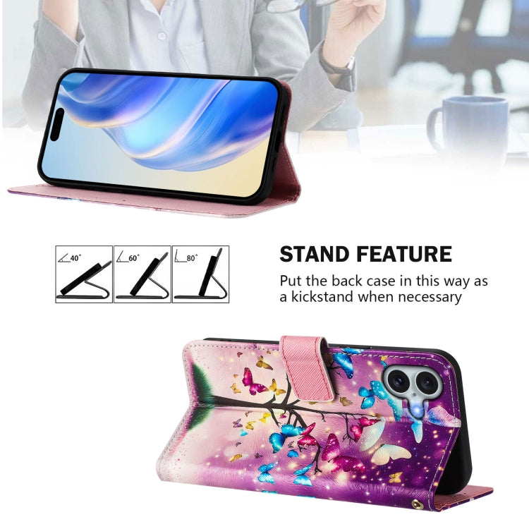 For iPhone 16 Plus Art Colored Drawing Pattern Leather Phone Case
