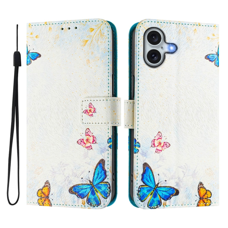 For iPhone 16 Plus Art Colored Drawing Pattern Leather Phone Case