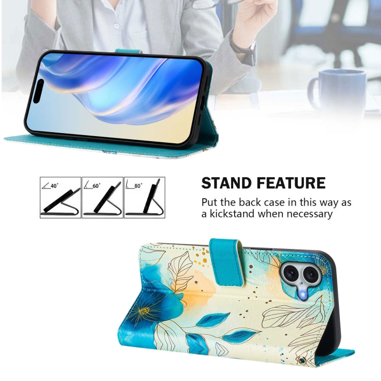 For iPhone 16 Plus Art Colored Drawing Pattern Leather Phone Case
