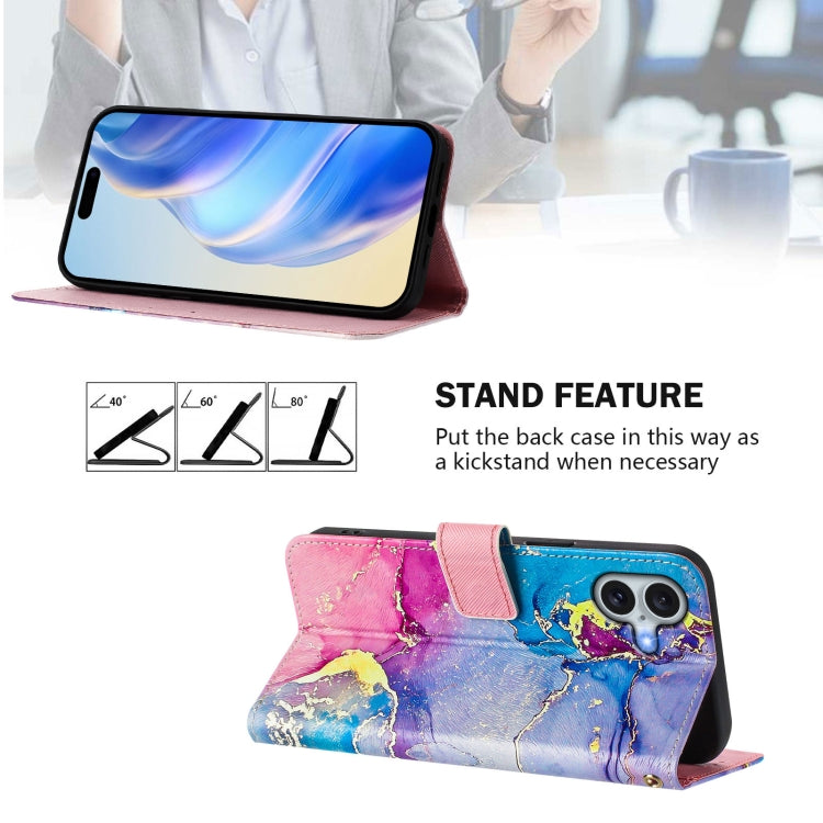 For iPhone 16 Plus Art Colored Drawing Pattern Leather Phone Case