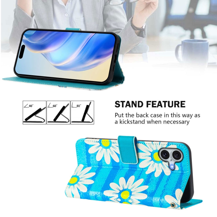 For iPhone 16 Plus Art Colored Drawing Pattern Leather Phone Case