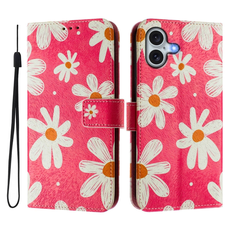For iPhone 16 Plus Art Colored Drawing Pattern Leather Phone Case