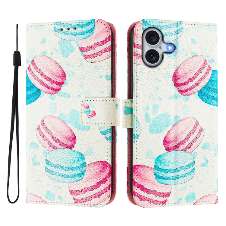 For iPhone 16 Plus Art Colored Drawing Pattern Leather Phone Case