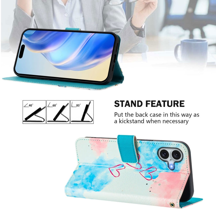 For iPhone 16 Plus Art Colored Drawing Pattern Leather Phone Case