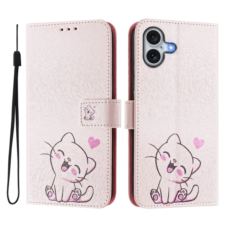For iPhone 16 Art Colored Drawing Pattern Leather Phone Case
