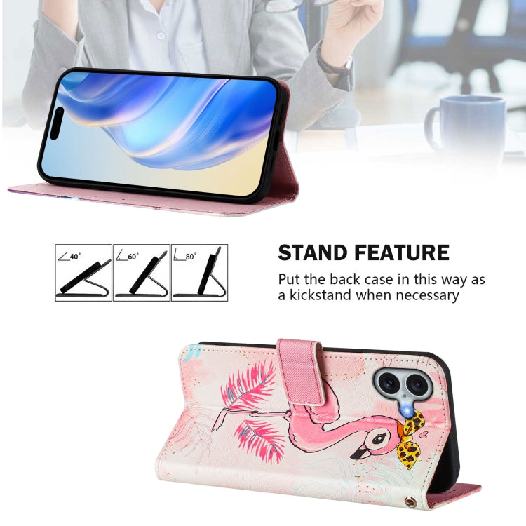 For iPhone 16 Art Colored Drawing Pattern Leather Phone Case