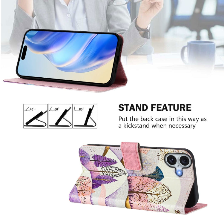 For iPhone 16 Art Colored Drawing Pattern Leather Phone Case