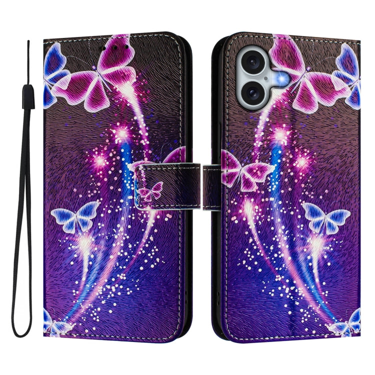 For iPhone 16 Art Colored Drawing Pattern Leather Phone Case