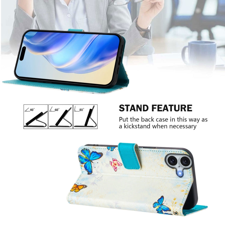 For iPhone 16 Art Colored Drawing Pattern Leather Phone Case