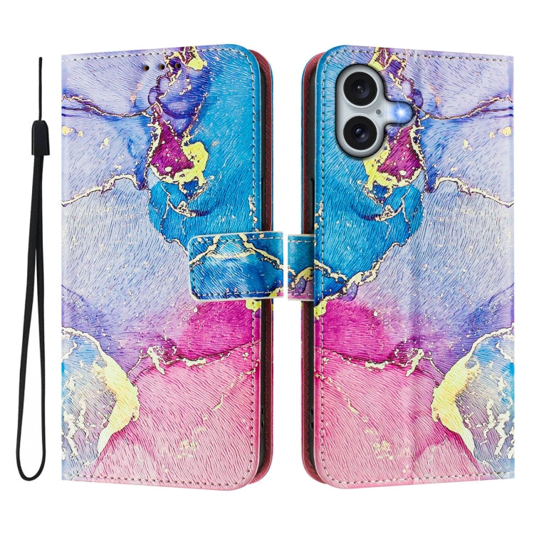 For iPhone 16 Art Colored Drawing Pattern Leather Phone Case
