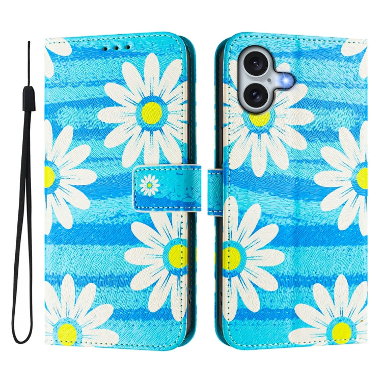 For iPhone 16 Art Colored Drawing Pattern Leather Phone Case