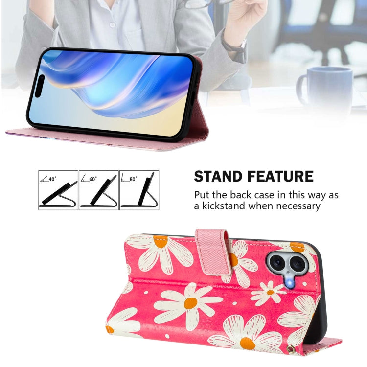 For iPhone 16 Art Colored Drawing Pattern Leather Phone Case