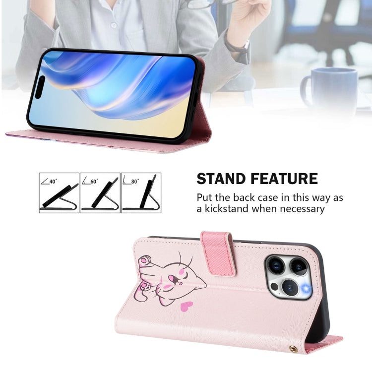 For iPhone 15 Pro Max Art Colored Drawing Pattern Leather Phone Case