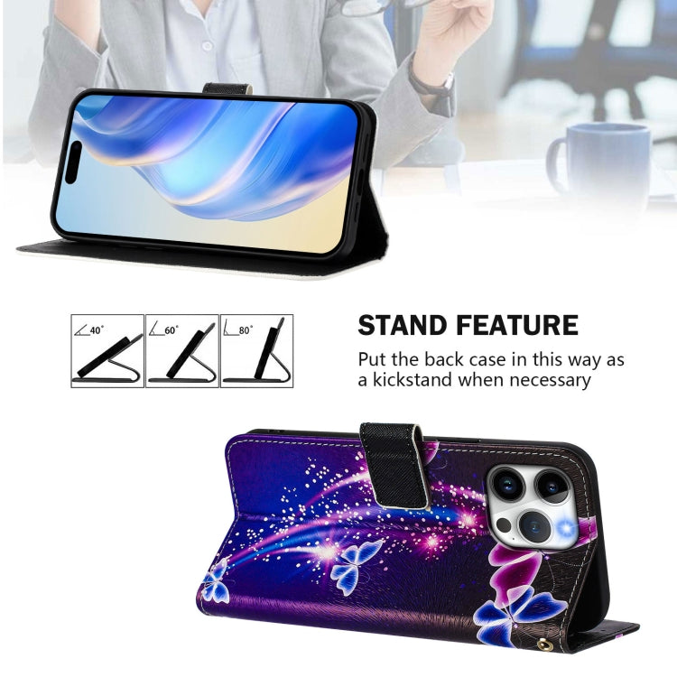For iPhone 15 Pro Max Art Colored Drawing Pattern Leather Phone Case