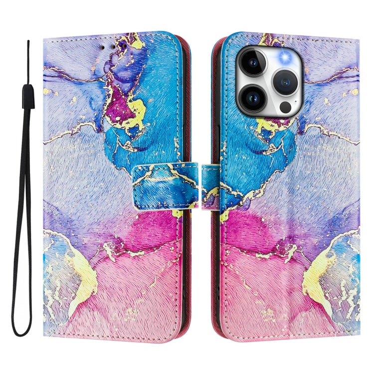 For iPhone 15 Pro Max Art Colored Drawing Pattern Leather Phone Case