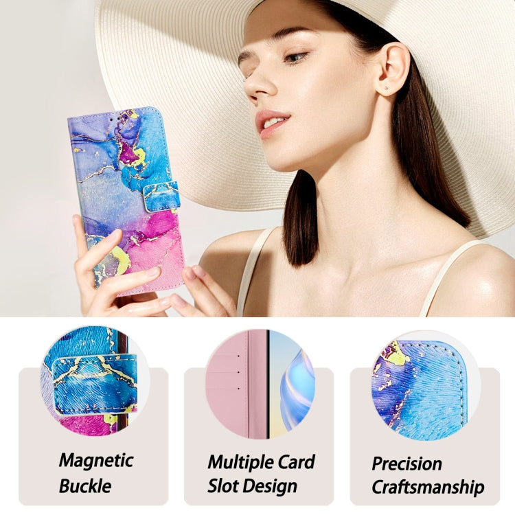 For iPhone 15 Pro Max Art Colored Drawing Pattern Leather Phone Case