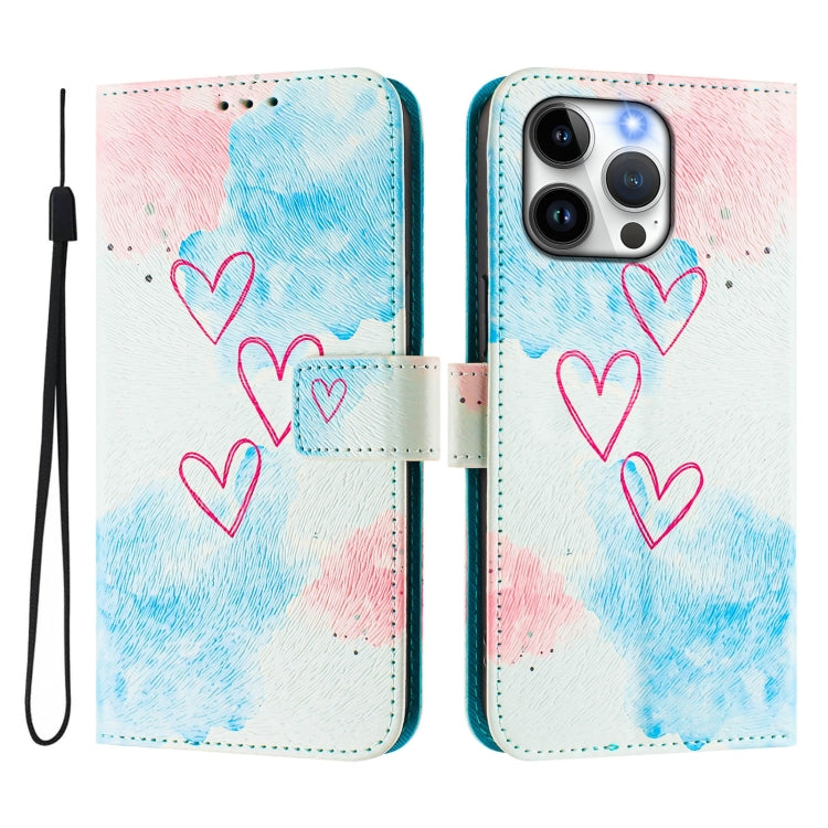 For iPhone 15 Pro Max Art Colored Drawing Pattern Leather Phone Case
