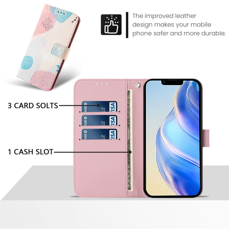 For iPhone 15 Pro Art Colored Drawing Pattern Leather Phone Case
