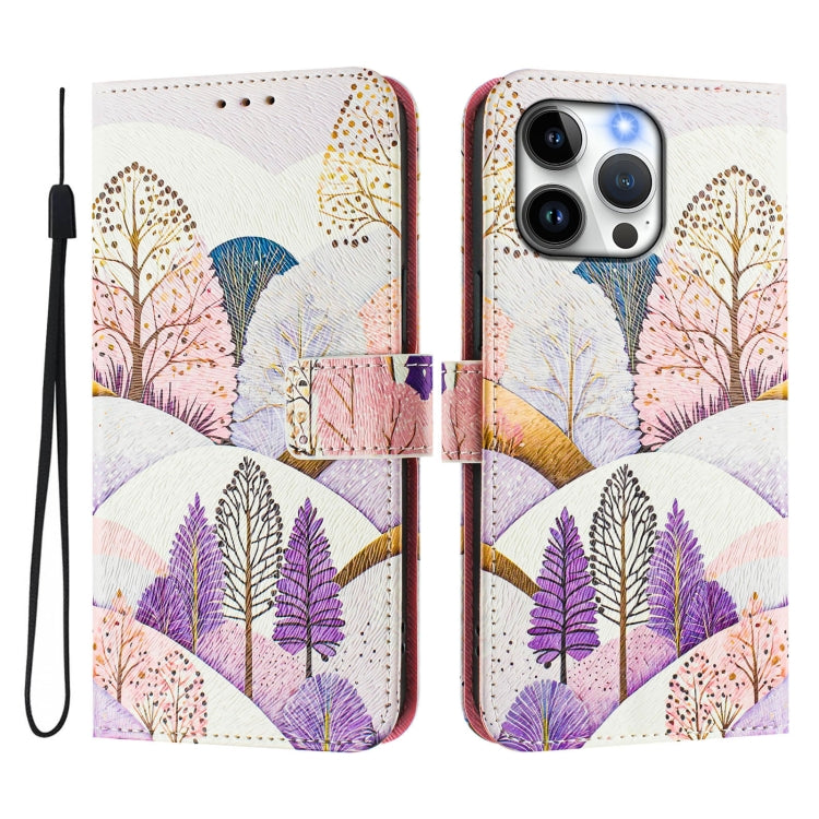 For iPhone 15 Pro Art Colored Drawing Pattern Leather Phone Case