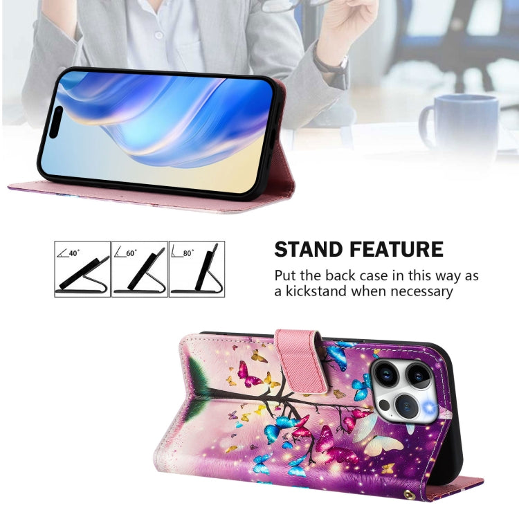 For iPhone 15 Pro Art Colored Drawing Pattern Leather Phone Case