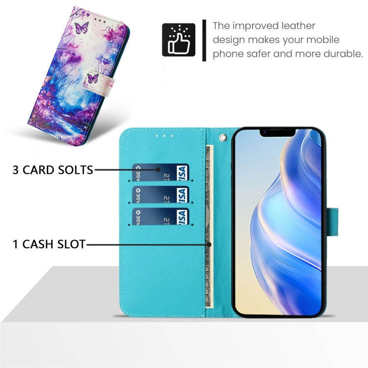 For iPhone 15 Pro Art Colored Drawing Pattern Leather Phone Case