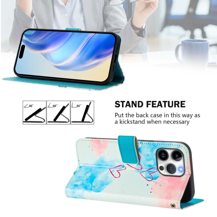 For iPhone 15 Pro Art Colored Drawing Pattern Leather Phone Case