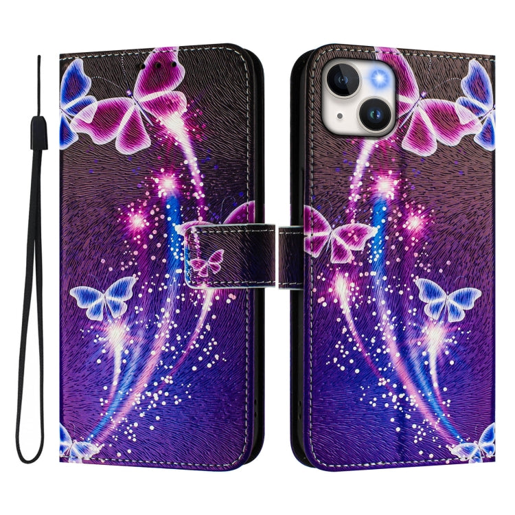 For iPhone 15 Plus Art Colored Drawing Pattern Leather Phone Case