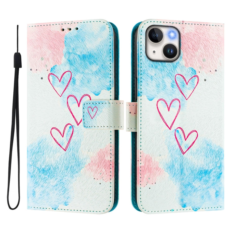 For iPhone 15 Plus Art Colored Drawing Pattern Leather Phone Case
