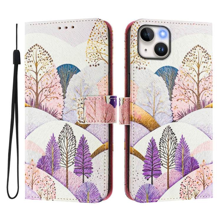 For iPhone 15 Art Colored Drawing Pattern Leather Phone Case
