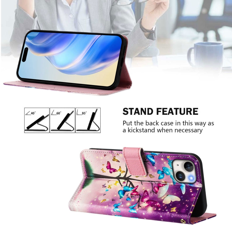 For iPhone 15 Art Colored Drawing Pattern Leather Phone Case