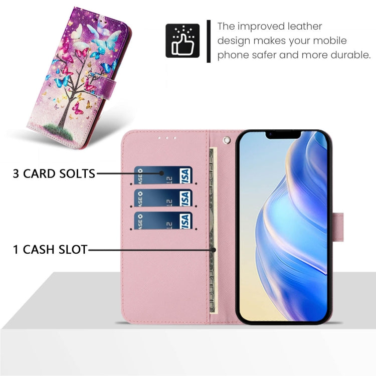 For iPhone 15 Art Colored Drawing Pattern Leather Phone Case